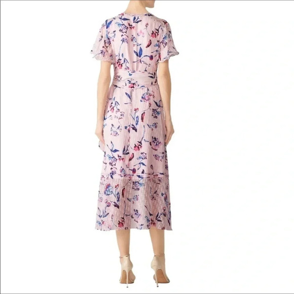 Tanya Taylor Blaire Pink Floral Silk Ruffle MIDI Dress Faux Wrap Flowers 2 - Picture 5 of 12
